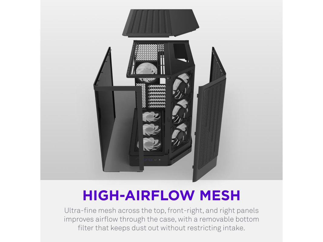 H6 RGB+ (2026) Compact Dual-chamber ATX Case - All Black