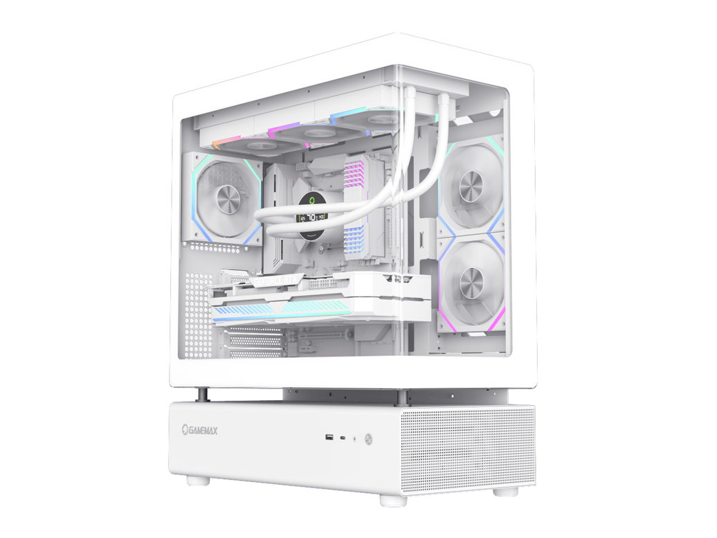GAMEMAX Infinity N80 WH White Tempered Glass USB3.0/Type C ATX Mid Tower Case w/6 ARGB Fans (Pre-Installed)