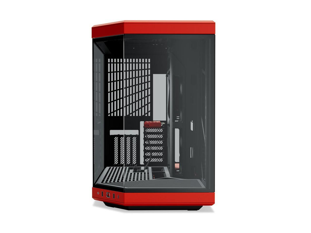 HYTE Y70 CS-HYTE-Y70-BR Dual Chamber Mid-Tower ATX Case with PCIe 4.0 Express Riser Cable Included, Red/Black