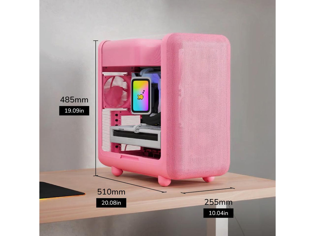HYTE X50 PC Gaming Case CS-HYTE-X50G-SM Modern Performance ATX Mid-Tower PC Gaming Case - Strawberry Milk (Pink)