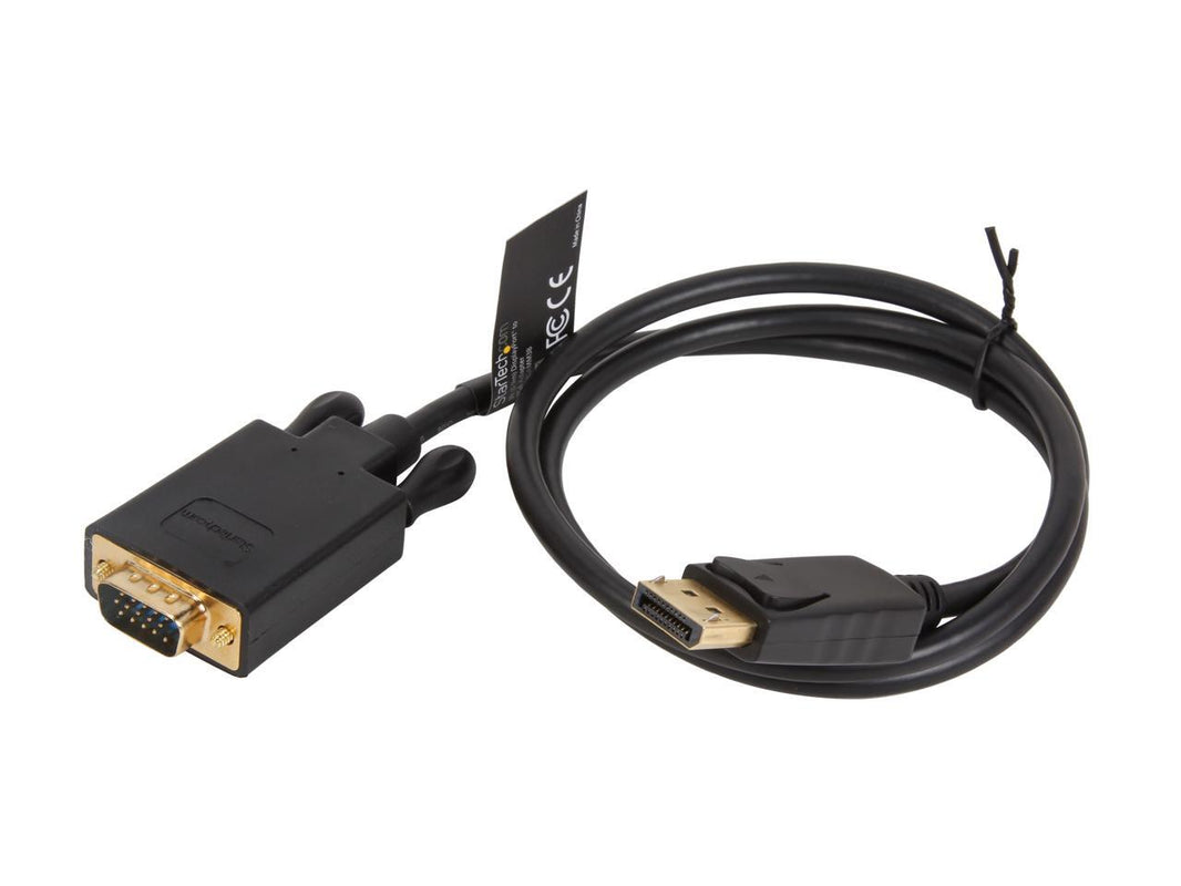 StarTech.com DP2VGAMM3B 3 ft. Black DisplayPort (20 pin) Latching to VGA (15 pin; High Density D-Sub) Black DisplayPort to VGA Adapter Converter Cable - DP to VGA 1920 x 1200 Male to Male