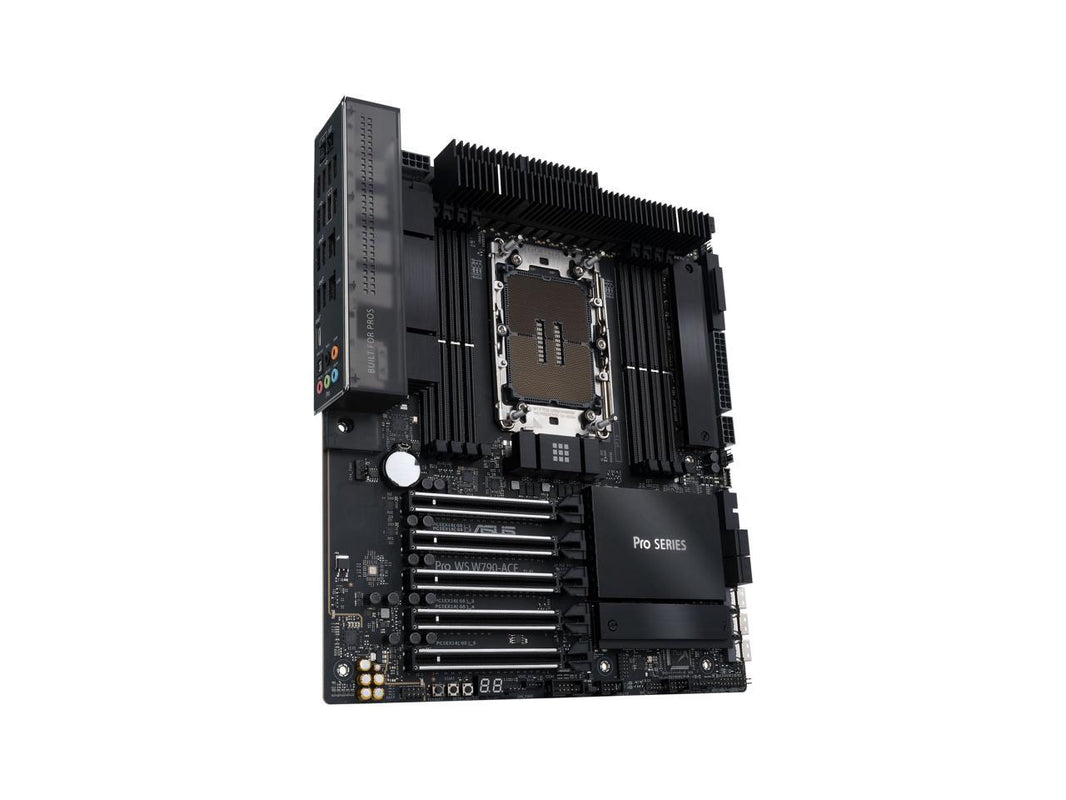 ASUS Pro WS W790-ACE IntelĀ® W790 (LGA 4677) CEB workstation motherboard, PCIe 5.0 x16, M.2, 10G and 2.5G LAN, Server-grade Remote Management, 12+1+1 power stages, front and Rear USB 3.2 Gen 2x2 Type-C