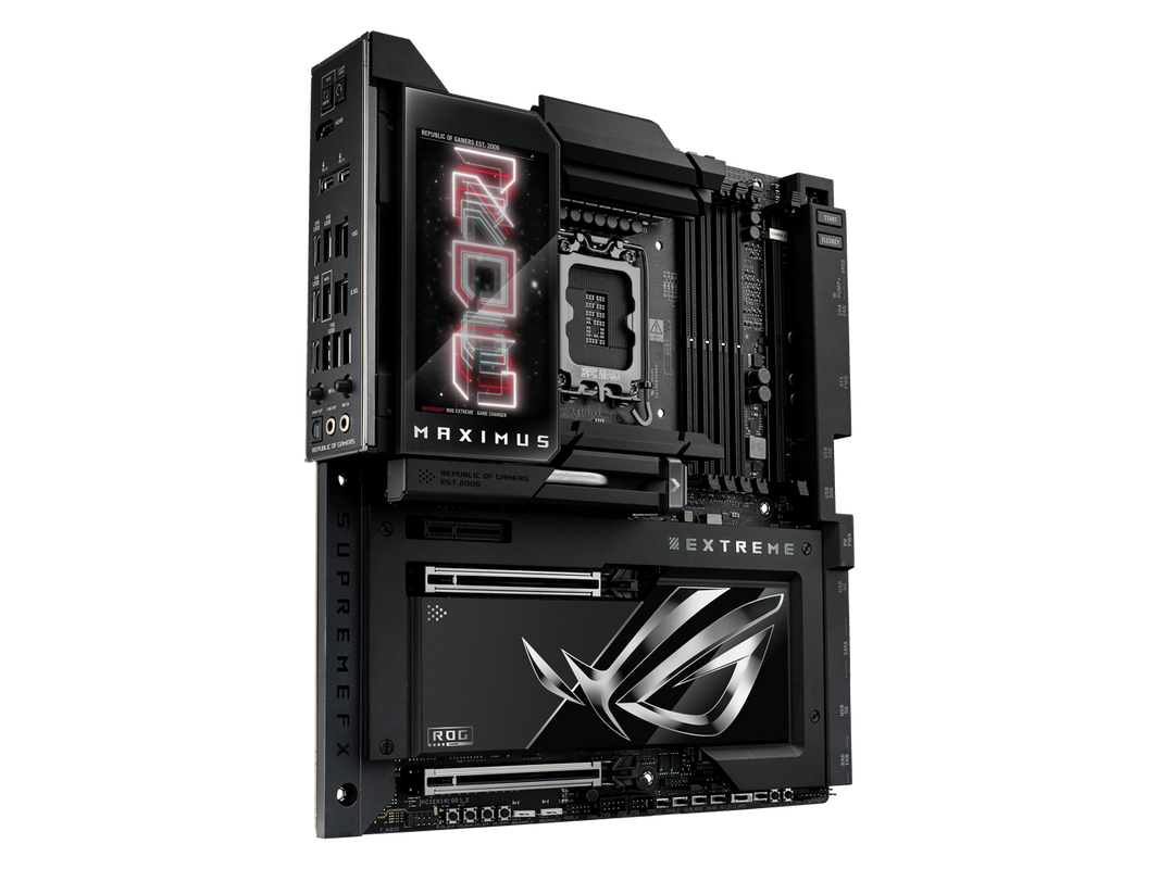 ASUS ROG MAXIMUS Z890 EXTREME Intel® Z890 LGA 1851 E-ATX motherboard, Advanced AI PC-ready, 24+2+1+2 stages, DDR5, WiFi7, 2.5G/10G LAN, PCIe® 5.0 M.2, Thunderbolt™ 5, USB Type-C®, AI OC, 5” LCD Screen
