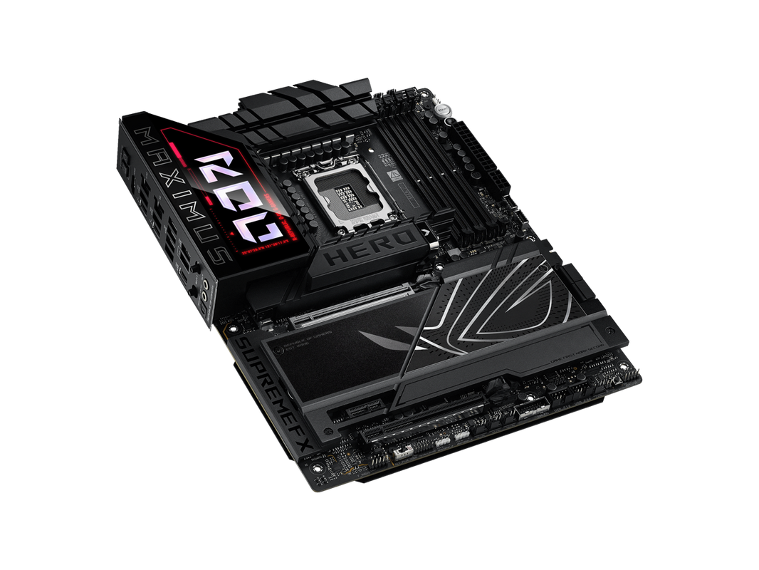ASUS ROG MAXIMUS Z890 HERO Intel® Z890 LGA 1851 ATX motherboard, Advanced AI PC-ready, 22+2+1+2 stages, DDR5, WiFi 7, 3x PCIe® 5.0 M.2, Thunderbolt™ 4, USB Type-C®, AI Overclocking/Cooling/Networking