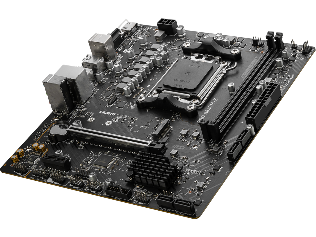 MSI PRO PRO A620M-E AM5 AMD A620 SATA 6Gb/s DDR5 mATX Motherboards AMD Ryzenâ„¢ 7000 Series Desktop Processors