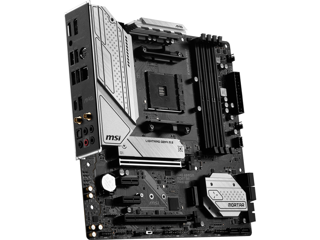 MSI MAG B550M MORTAR MAX WIFI DDR4 AM4 AMD B550 SATA 6Gb/s Micro-ATX Wi-Fi 6E 2.5Gbps LAN M.2 (Key-E) Motherboards - AMD
