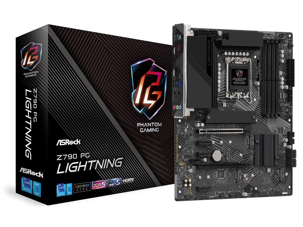 ASRock Z790 PG Lightning Intel LGA1700 (14th,13th,12th Gen) ATX Motherboard, 4 slots DDR5, PCIE 5.0 x16, Quad Hyper M.2 slots, 2.5Gb Lan, 7.1 Nahimic Audio, Front USB3.2 Gen2X2 Type_C, 14+1+1 Power Phase