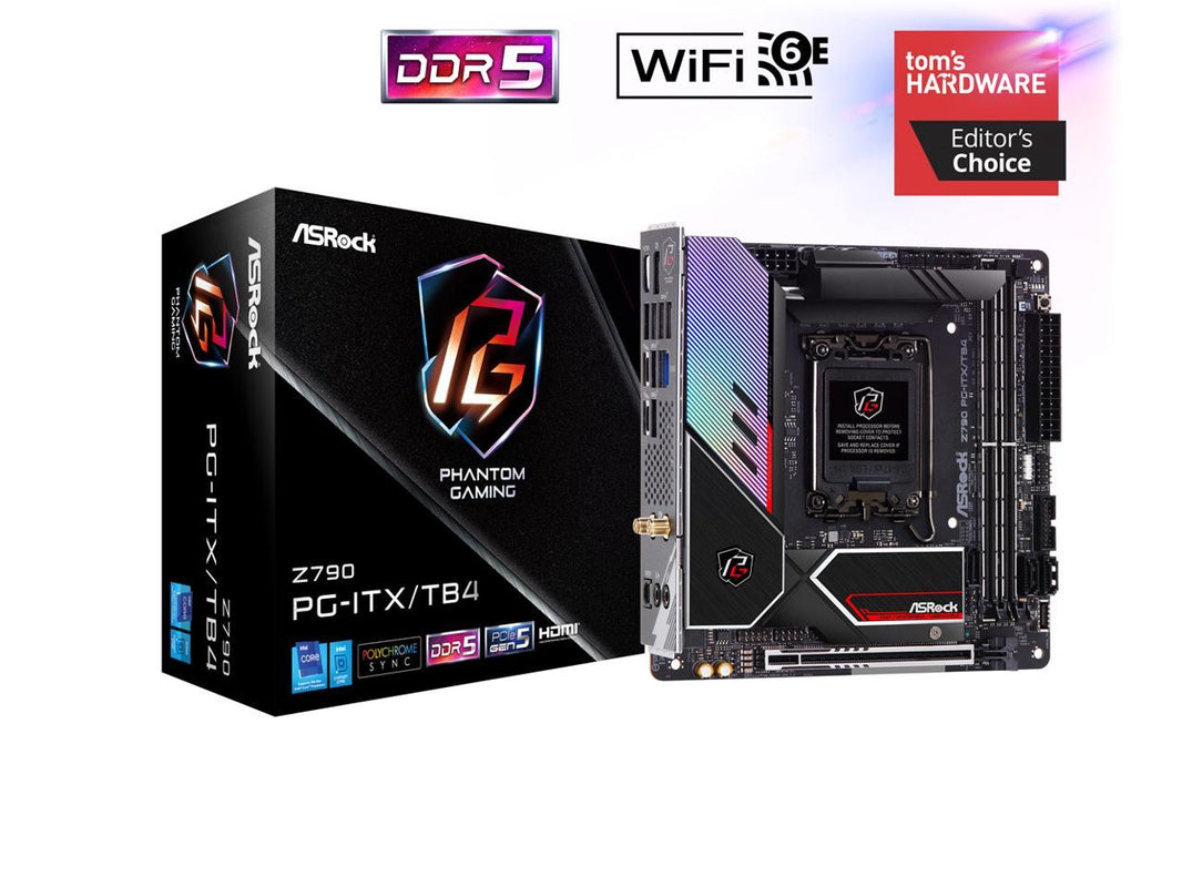 ASRock Z790 PG-ITX/TB4 Intel LGA1700 Mini-ITX Mainboard , 2 slots DDR5, PCIE 5.0 x16, HDMI 2.1port 2.5Gb, WIFI 6E, Triple M.2 slots 7.1 Nahimic Audio , USB4 Type-c, 10+1+1 Power Phase.