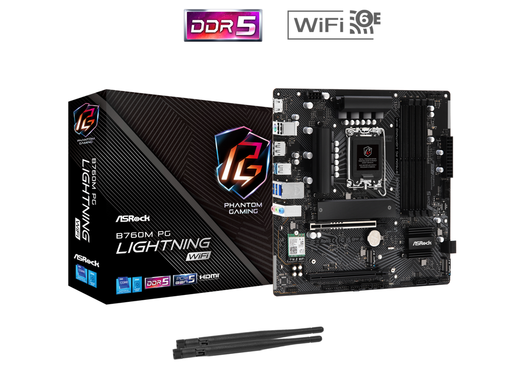 ASRock B760M PG Lightning WiFi LGA 1700 Intel B760 Micro ATX Motherboard