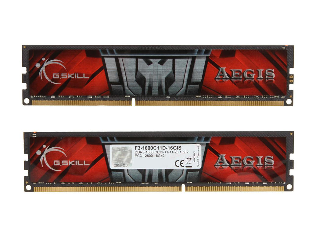 G.SKILL Aegis 16GB (2 x 8GB) DDR3 1600 (PC3 12800) Desktop Memory Model F3-1600C11D-16GIS