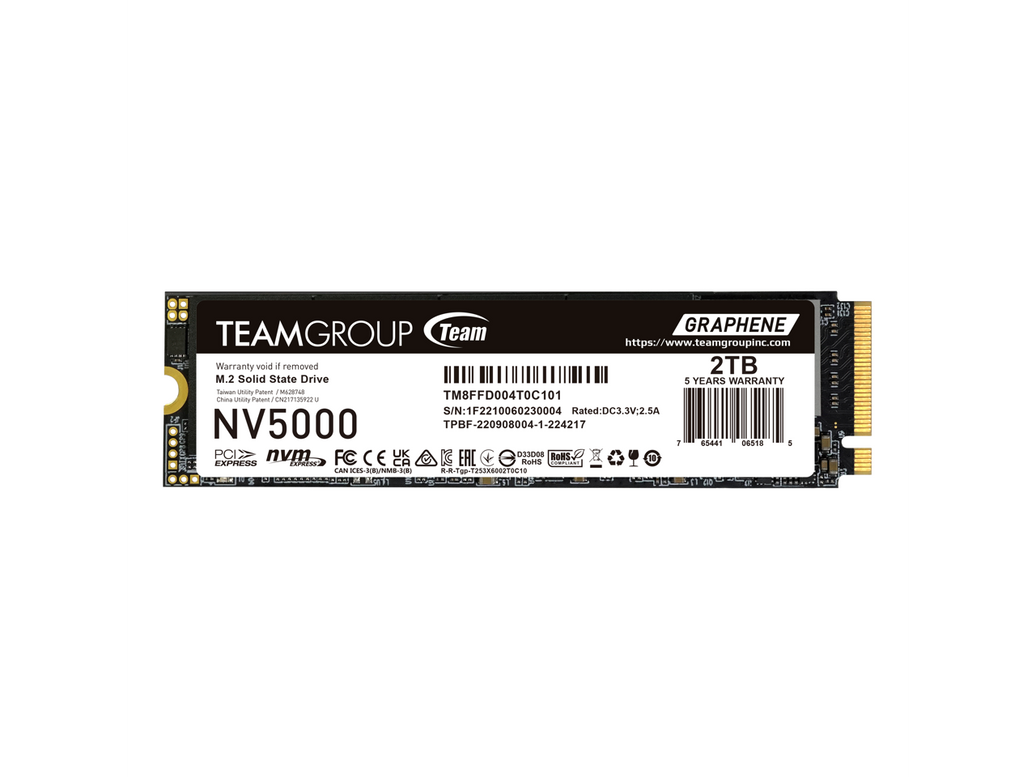 TeamGroup NV5000 M.2 2280 2TB PCIe 4.0 x4 with NVMe Internal Solid State Drive (SSD) TM8FGM002T0C101