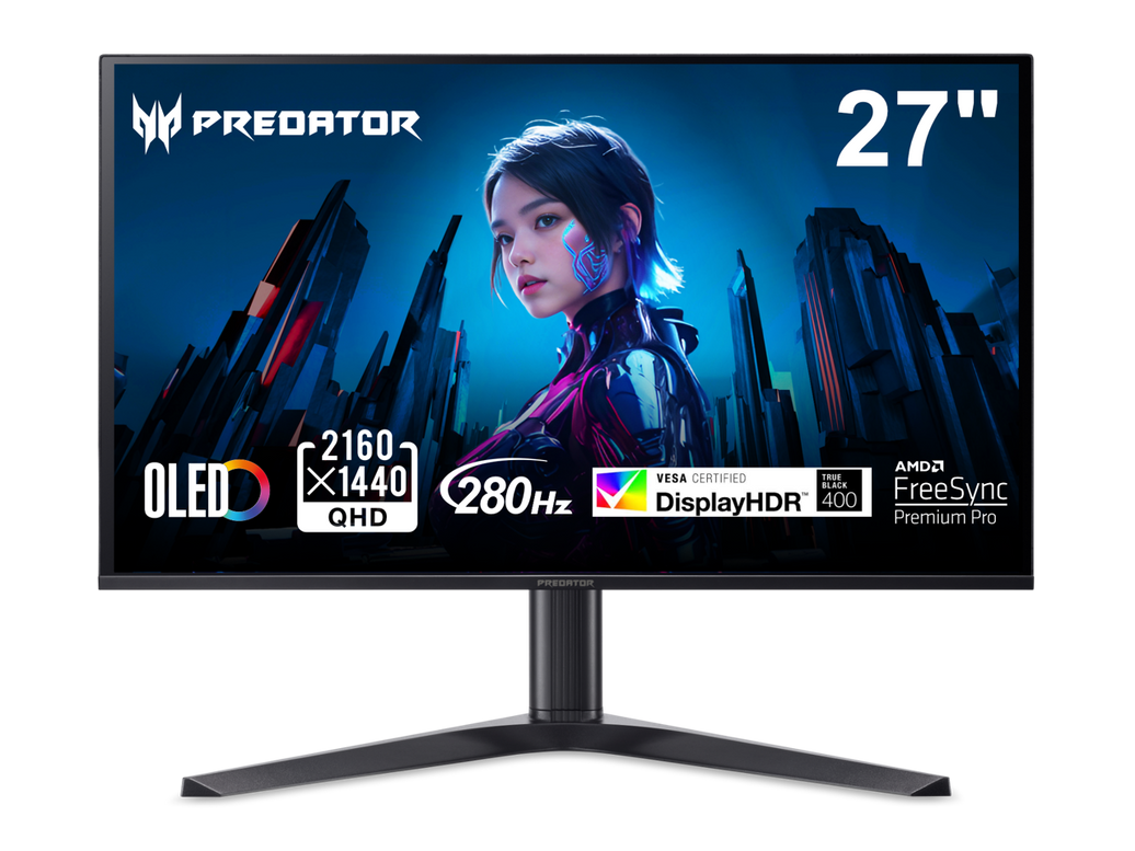 Acer Predator OLED X27U Z1bmiiprx 27" WQHD (2560 x 1440) Widescreen Gaming Monitor with AMD FreeSync Premium pro, 280Hz Refresh Rate, 0.03ms Response Time, 1000nits @ HDR 3%, DCI-P3 99%, Delta E<2