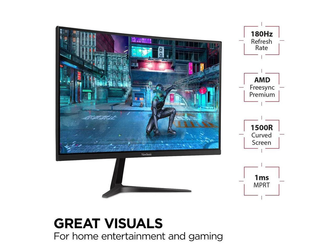 ViewSonic VX2718-2KPC-MHD Curved Gaming Monitor 27" WQHD 1440p 180Hz 1ms with Adaptive-Sync Eye Care HDMI and Display Port