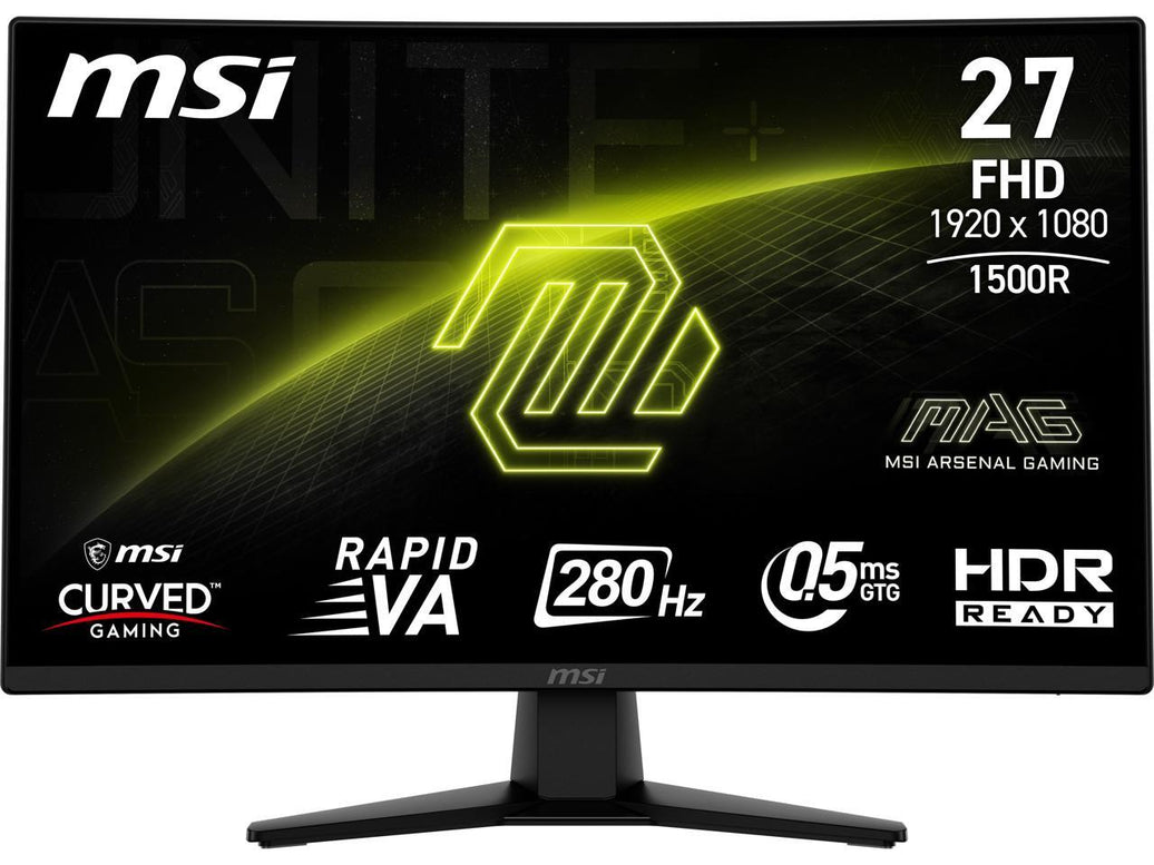 MSI MAG 274CXF 27” FHD Curved Gaming Monitor – 280Hz, 0.5ms GtG, Rapid VA Panel, AMD FreeSync Premium, HDR Ready, AI Vision, Anti-Blue Light, Frameless Design