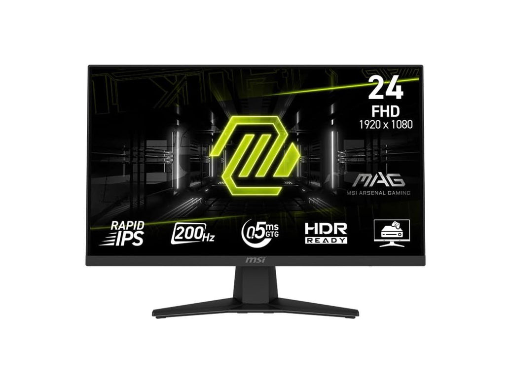 MSI MAG 244F 23.8” FHD Gaming Monitor – 200Hz, 0.5ms GtG, AMD FreeSync Premium, HDR Ready, HDMI 2.0, DisplayPort 1.2, Anti-Glare, Tilt Adjustable, Console Mode