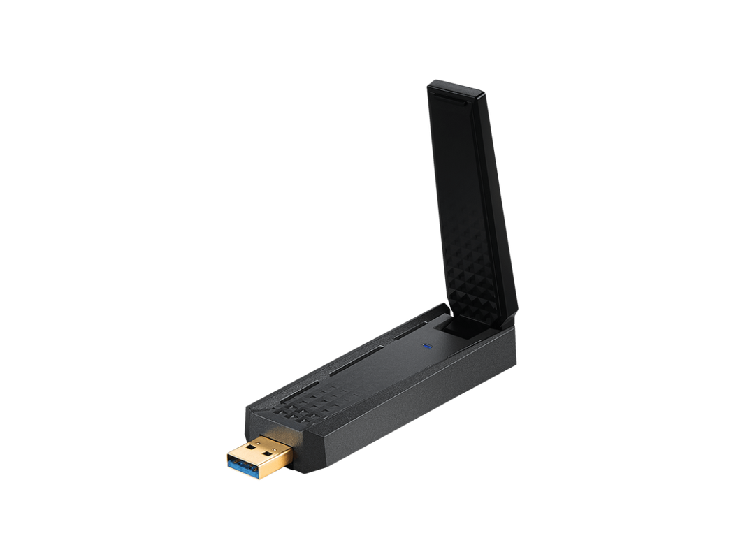 MSI AXE5400 WiFi 6Tri-Band USB Adapter - WLAN up to 5400 Mbps (6Ghz, 5GHz, 2.4GHz Wireless), USB 3.2 Gen 1 Type-A, MU-MIMO, Adjustable Antenna, Beamforming, WPA3 - Wired Bracket Included