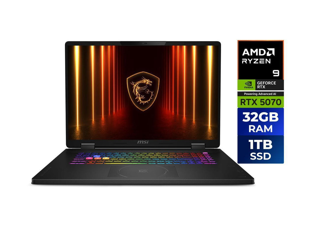 MSI - 18.0" 240 Hz - AMD Ryzen 9 8940HX - GeForce RTX 5070 Laptop GPU - 32GB DDR5 Memory DDR5 5600 - 1TB SSD - Windows 11 Home (Crosshair A18 HX A8WGKG)