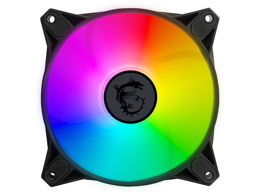 MSI MPG F120 ARGB-3B 120mm PWM Addressable RGB LED Case Fan Black - Anti-Vibration Fan Gasket - Hydraulic Bearing - 600 ~ 1200 RPM - 3 Packs