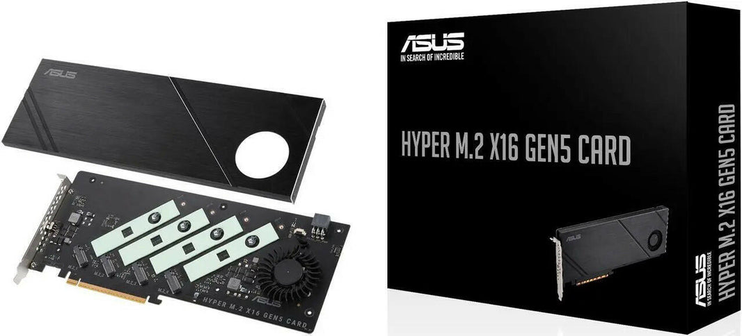 ASUS Hyper M.2 x16 Gen5 Card (PCIe 5.0/4.0) 4x NVMe M.2 (2242/2260/2280/22110)