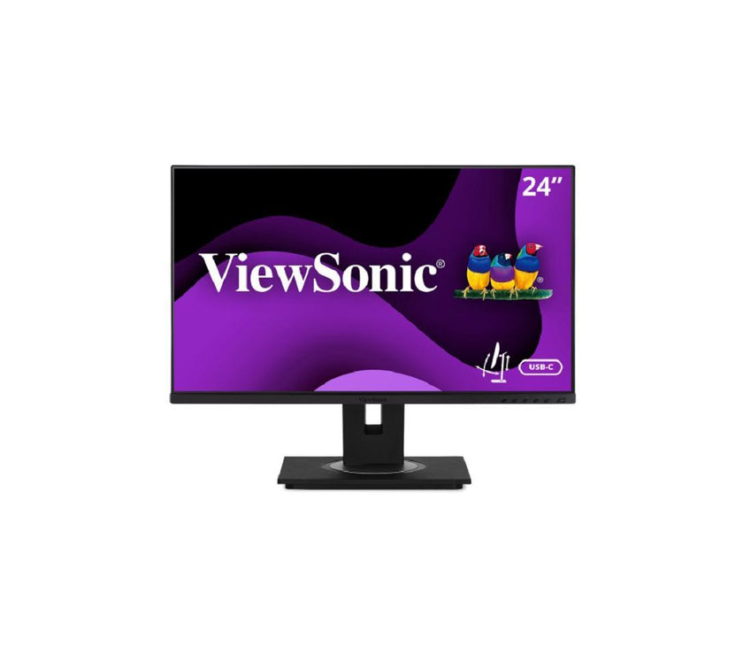 ViewSonic VG2456A 24 Inch 1080p IPS Monitor with USB C 3.2 with 90W Power Delivery, Docking Built-In, RJ45, 40 Degree Tilt Ergonomics for Home and Office