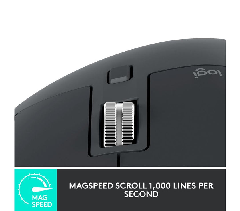 Logitech MX Master 3S for Business, Wireless Mouse with Quiet Clicks, 8K DPI, Secured Logi Bolt USB Receiver, Bluetooth, USB-C Charging, MagSpeed Scrolling, Windows/Mac/Chrome/Linux - Graphite