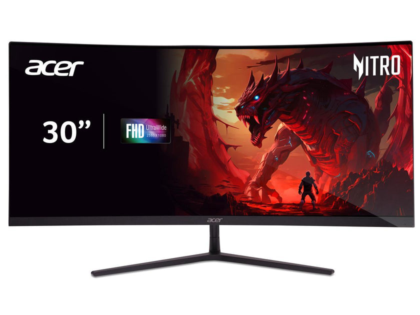 Acer Nitro ED306C Xbmiippx 29.5" 1500R Curved Zero-Frame UWFHD (2560 x 1080) VA Monitor with AMD FreeSync Premium Technology, Up to 200Hz, 1ms VRB, HDR 10, VESA mounting compliant (Display Port, 1 x HDMI 2.0 Port & 2 x HDMI 1.4 Ports)