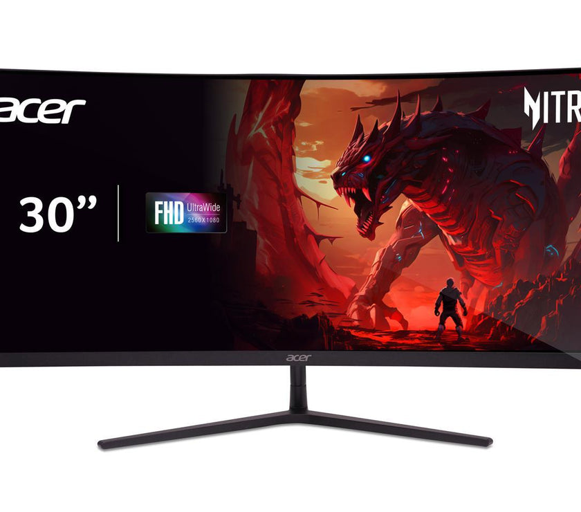 Acer Nitro ED306C Xbmiippx 29.5" 1500R Curved Zero-Frame UWFHD (2560 x 1080) VA Monitor with AMD FreeSync Premium Technology, Up to 200Hz, 1ms VRB, HDR 10, VESA mounting compliant (Display Port, 1 x HDMI 2.0 Port & 2 x HDMI 1.4 Ports)