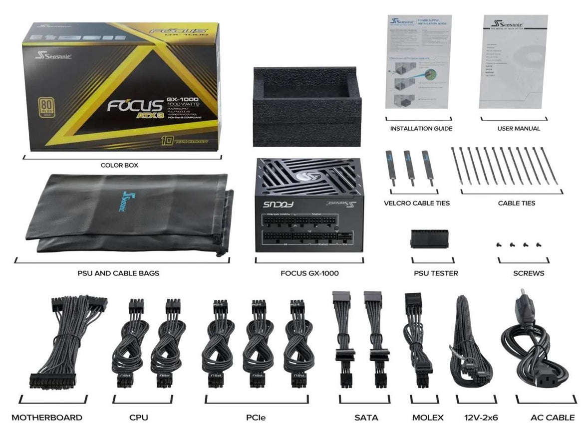 Seasonic FOCUS Focus 1000W ATX 3.1 80+ Gold ATX Power Supply GX-1000