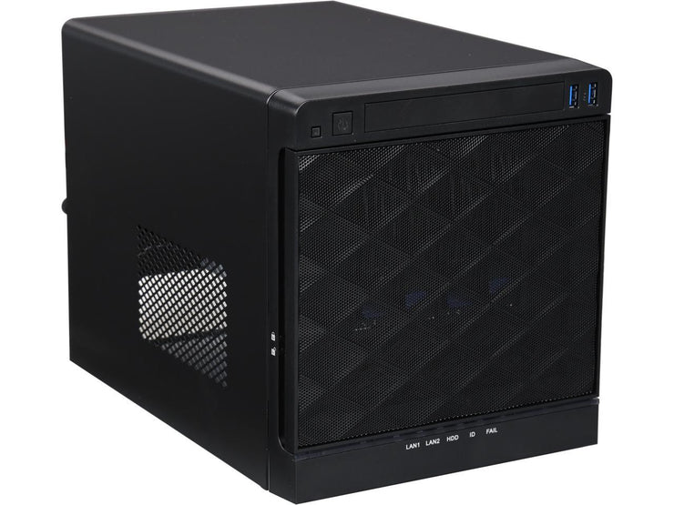 IN WIN IW-MS04-01-S265 Black 0.8 mm SGCC Mini ITX (M/B cooler maximum 65mm) Tower Mini 4 Bay Server Tower with 265Watts 80+ bronze Flex ATX power supply