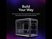Cooler Master MasterFrame 400 mATX Modular PC Case - Micro-ATX/Mini-ITX, Aluminum Open Frame Chassis, 1 x ARGB Fan Preinstalled, 390mm GPU, 360mm Radiator Support, Black