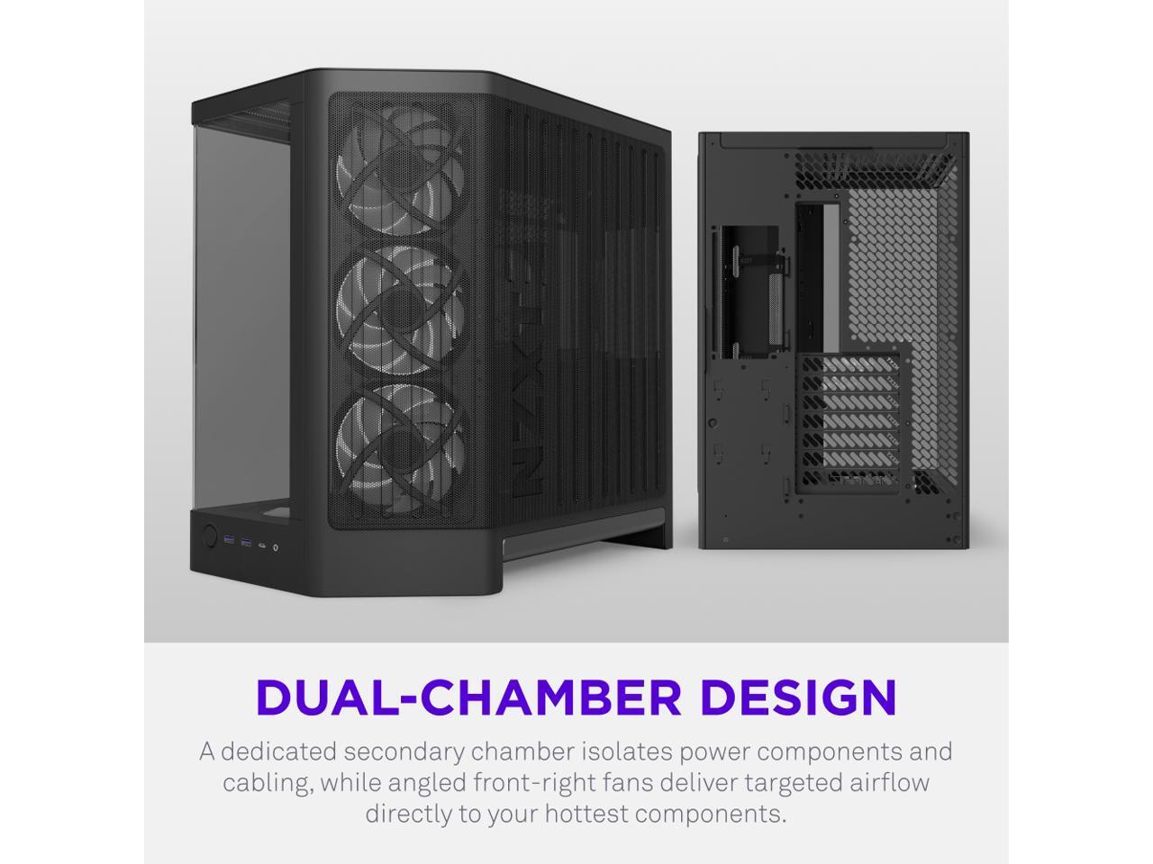 H6 RGB+ (2026) Compact Dual-chamber ATX Case - All Black