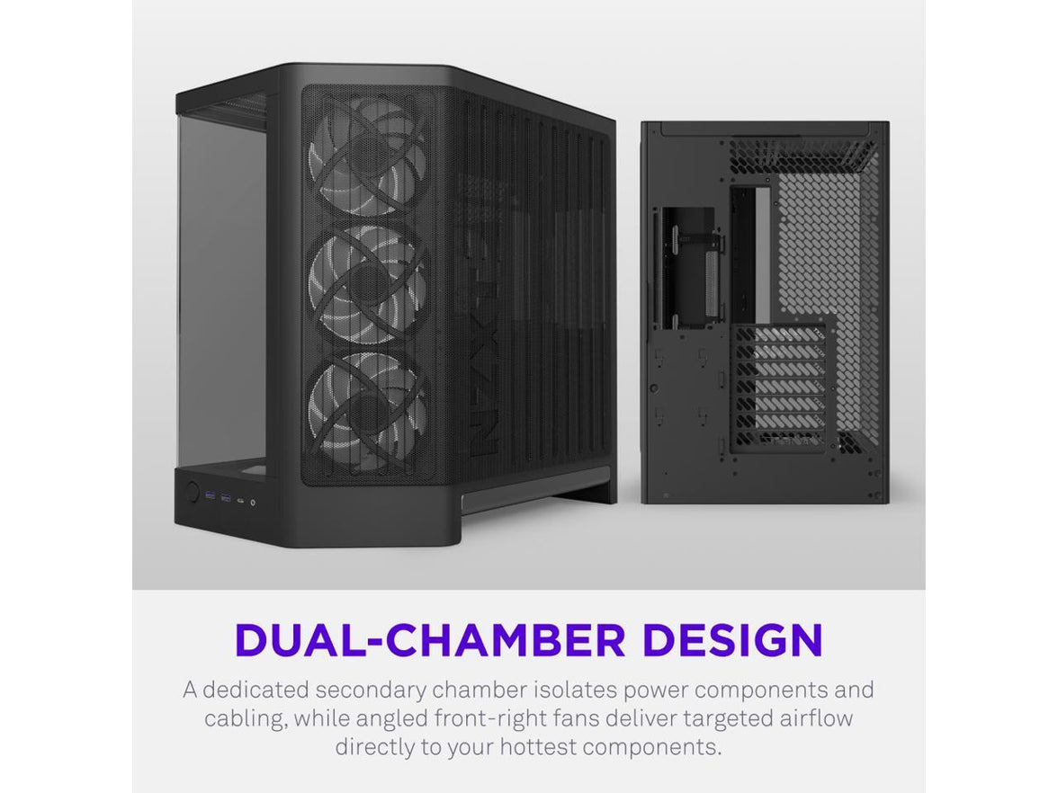 H6 RGB+ (2026) Compact Dual-chamber ATX Case - All Black