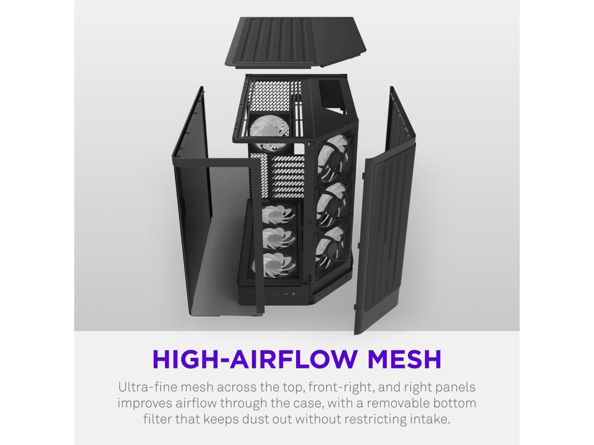 H6 RGB+ (2026) Compact Dual-chamber ATX Case - All Black