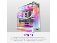 H6 RGB+ (2026) Compact Dual-chamber ATX Case - All White