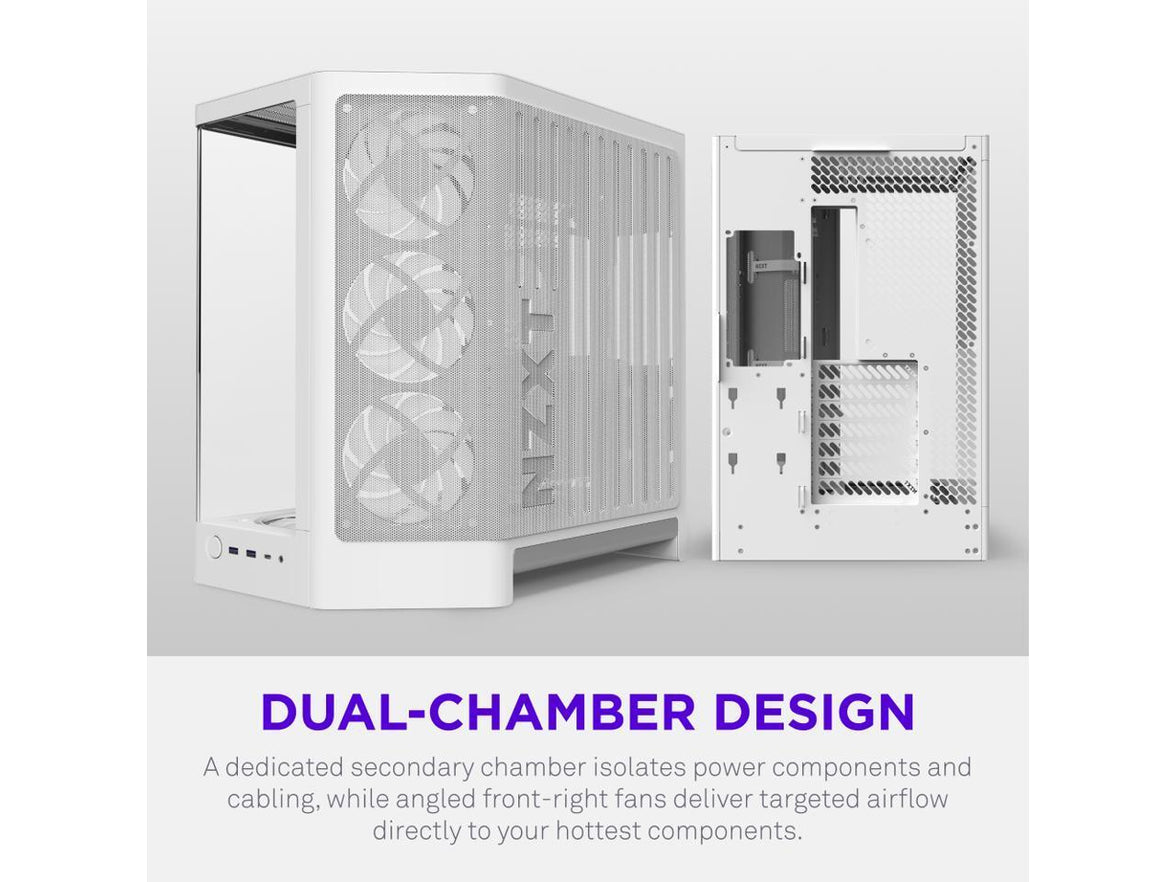 H6 RGB+ (2026) Compact Dual-chamber ATX Case - All White