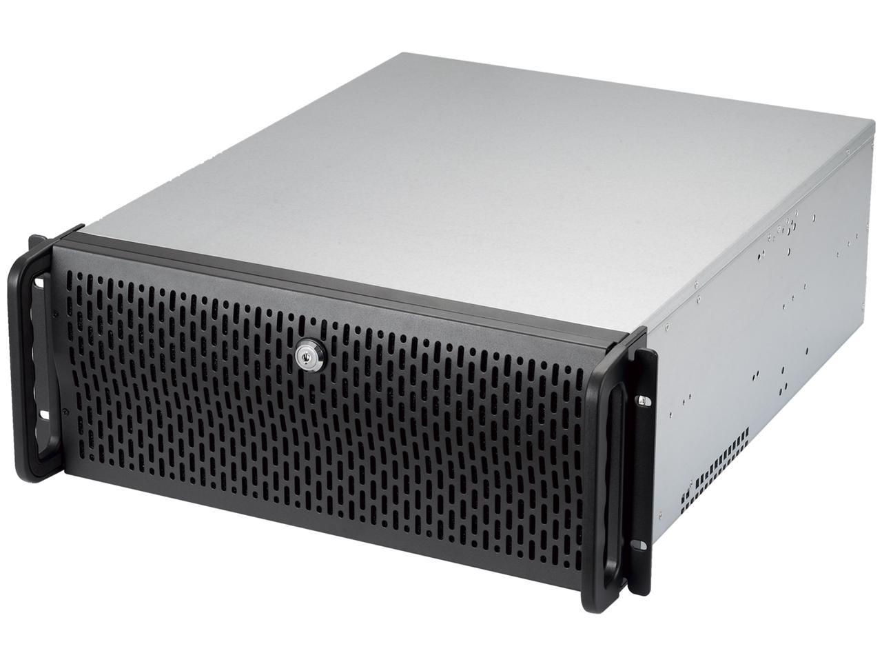 Rosewill 4U Server Chassis Rackmount Case | 8 3.5" HDD Bays, 3 5.25" Devices | ATX, CEB Compatible | 2 Front 120mm Fans, 2 Rear 80mm Fans | 2x USB 3.0 | Front Panel Lock | Silver/Black - RSV-R4000U