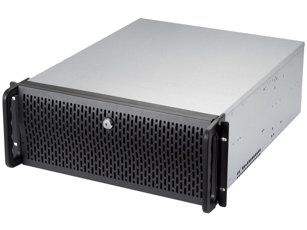 Rosewill 4U Server Chassis Rackmount Case | 8 3.5" HDD Bays, 3 5.25" Devices | ATX, CEB Compatible | 2 Front 120mm Fans, 2 Rear 80mm Fans | 2x USB 3.0 | Front Panel Lock | Silver/Black - RSV-R4000U