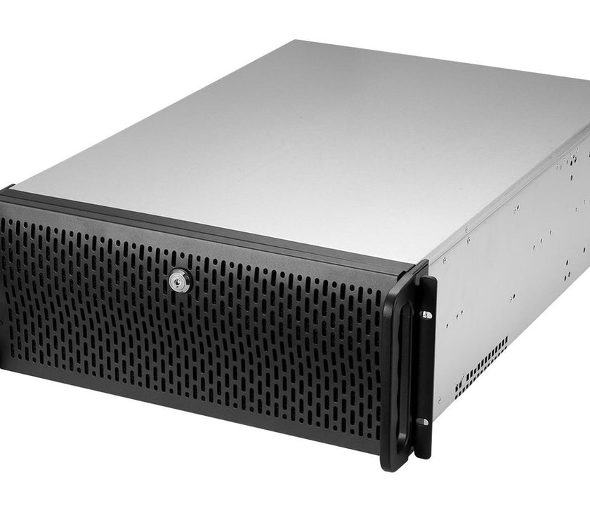 Rosewill 4U Server Chassis Rackmount Case | 8 3.5" HDD Bays, 3 5.25" Devices | E-ATX Compatible | 5 Front 120mm Fans, 2 Rear 80mm Fans | 2x USB 3.0 | Front Panel Lock | Silver/Black - RSV-L4000U