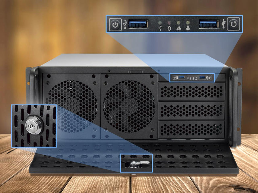 Rosewill 4U Server Chassis Rackmount Case | 8 3.5" HDD Bays, 3 5.25" Devices | E-ATX Compatible | 5 Front 120mm Fans, 2 Rear 80mm Fans | 2x USB 3.0 | Front Panel Lock | Silver/Black - RSV-L4000U