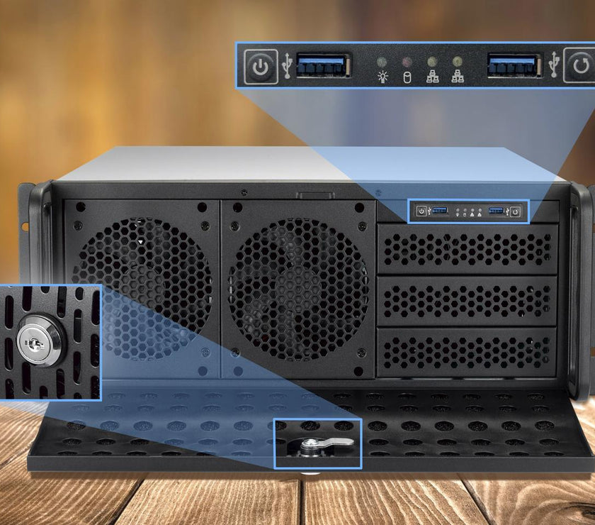 Rosewill 4U Server Chassis Rackmount Case | 8 3.5" HDD Bays, 3 5.25" Devices | E-ATX Compatible | 5 Front 120mm Fans, 2 Rear 80mm Fans | 2x USB 3.0 | Front Panel Lock | Silver/Black - RSV-L4000U