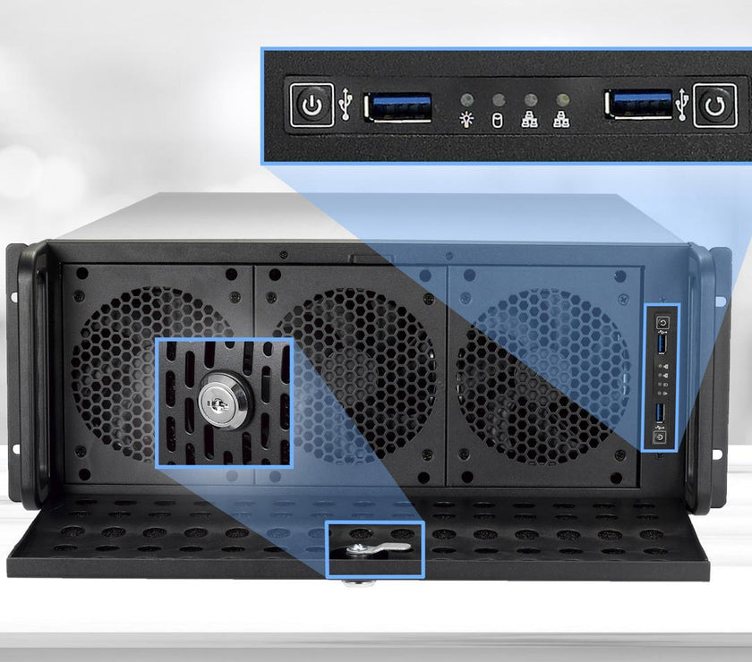 Rosewill 4U Server Chassis Rackmount Case | 15 3.5" HDD Bays | E-ATX Compatible | 6 Front 120mm Fans, 2 Rear 80mm Fans | 2x USB 3.0 | Front Panel Lock and Key | Silver/Black - RSV-L4500U