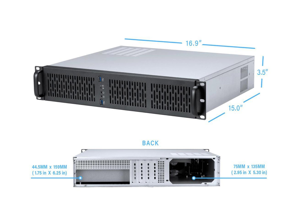 Rosewill 2U Server Chassis Rackmount Case | 4 3.5" HDD Bays | Micro-ATX Compatible |3 x 80mm PWM Fans | 2x USB 3.0 | Silver/Black - RSV-Z2600U