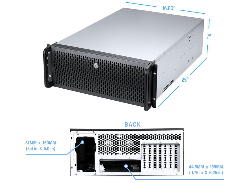 Rosewill 4U Server Chassis Rackmount Case | 12 Hot Swap 3.5", 2.5" SATA I, SATA II, SATA III SAS | E-ATX Compatible | 3 Front 120mm Fans, 2 Rear 80mm Fans | 2x USB 3.0| Front Panel Lock - RSV-L4412U