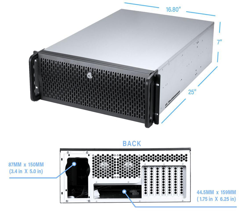 Rosewill 4U Server Chassis Rackmount Case | 12 Hot Swap 3.5", 2.5" SATA I, SATA II, SATA III SAS | E-ATX Compatible | 3 Front 120mm Fans, 2 Rear 80mm Fans | 2x USB 3.0| Front Panel Lock - RSV-L4412U