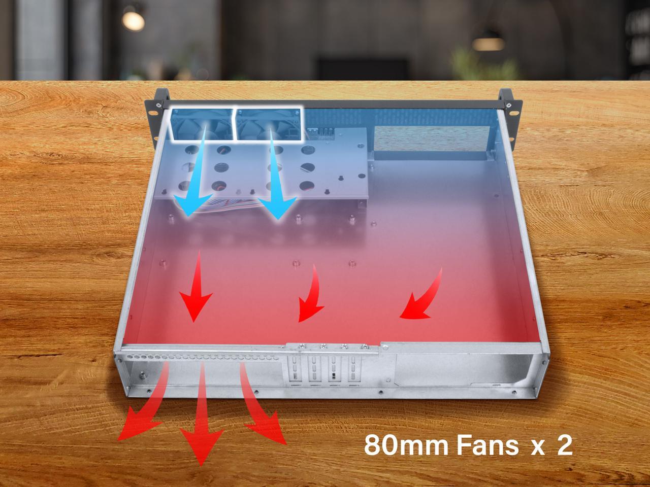 Rosewill 2U Server Chassis Rackmount Case | 4 3.5"/2.5" HDD, 1 5.25" Device | Micro-ATX Compatible | 2 x 80mm PWM Fans | 2x USB 3.0 | Silver/Black - RSV-Z2700U