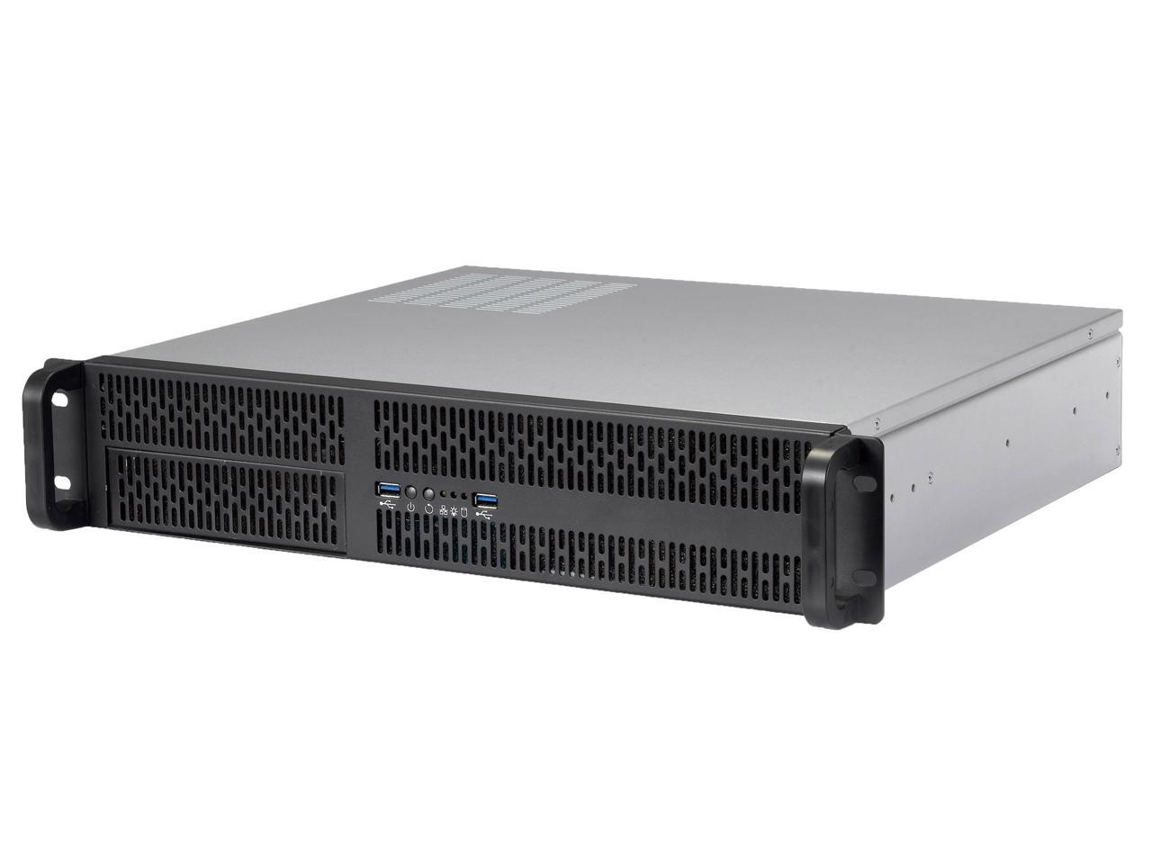 Rosewill 2U Server Chassis Rackmount Case | 4 3.5"/2.5" HDD, 1 5.25" Device | Micro-ATX Compatible | 2 x 80mm PWM Fans | 2x USB 3.0 | Silver/Black - RSV-Z2700U