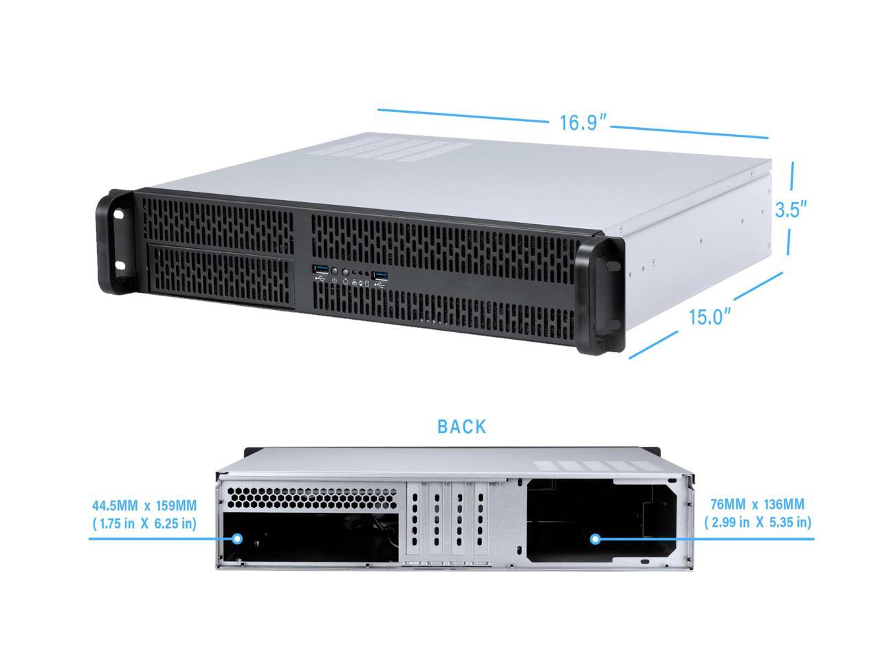 Rosewill 2U Server Chassis Rackmount Case | 4 3.5"/2.5" HDD, 1 5.25" Device | Micro-ATX Compatible | 2 x 80mm PWM Fans | 2x USB 3.0 | Silver/Black - RSV-Z2700U