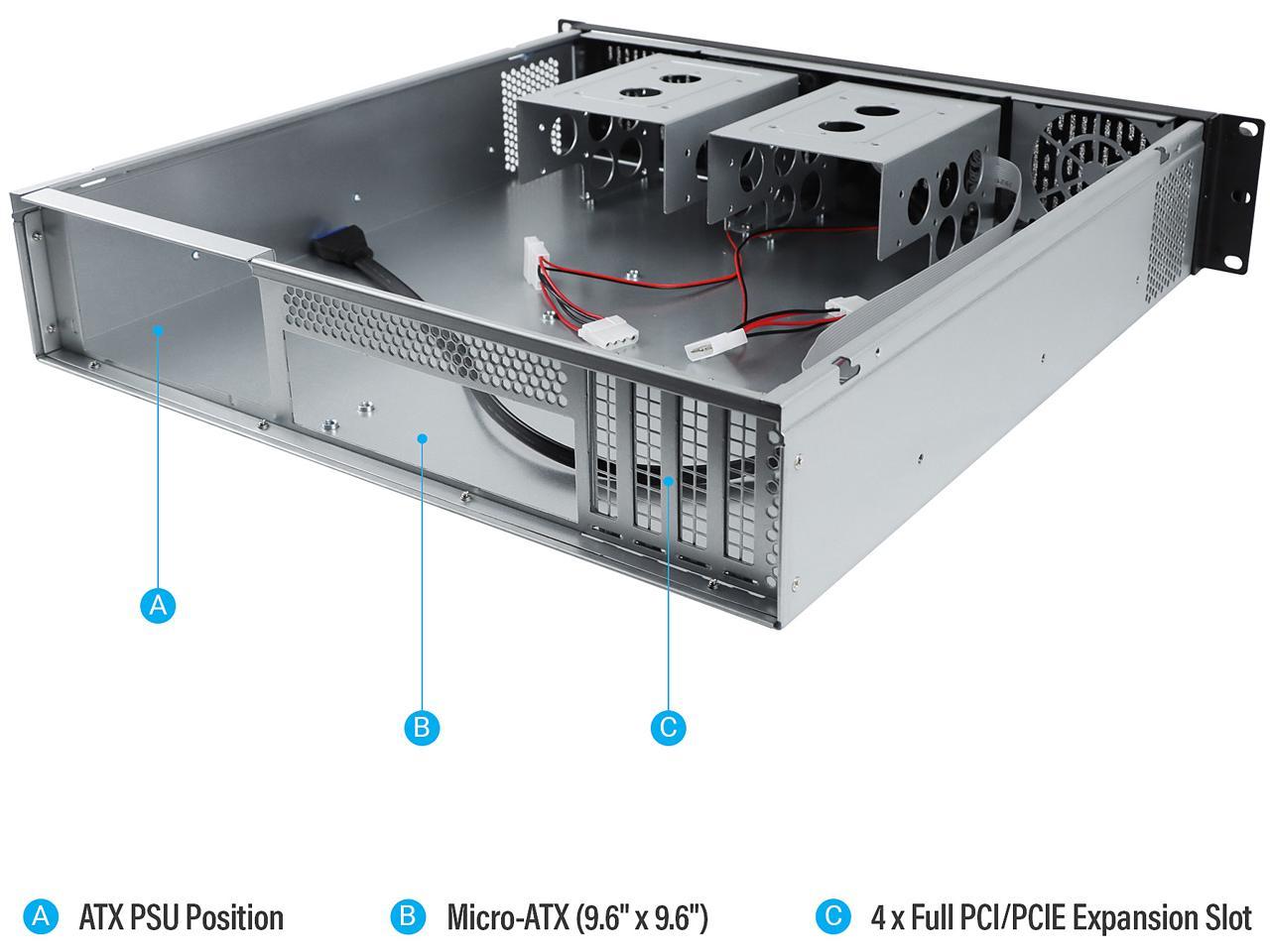Rosewill 2U Server Chassis Rackmount Case, 4x 3.5" Bays, 2x 2.5" Devices, Micro-ATX Compatible, 2x 80mm PMW Fans, 2x USB 3.0 - RSV-Z2800U