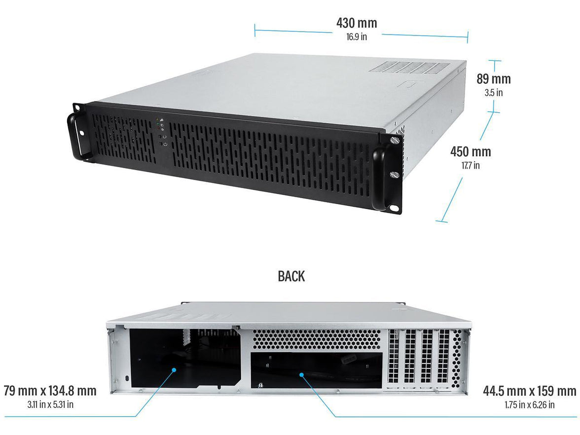 Rosewill 2U Server Chassis Rackmount Case, 4x 3.5" Bays, 2x 2.5" Devices, Micro-ATX Compatible, 2x 80mm PMW Fans, 2x USB 3.0 - RSV-Z2800U