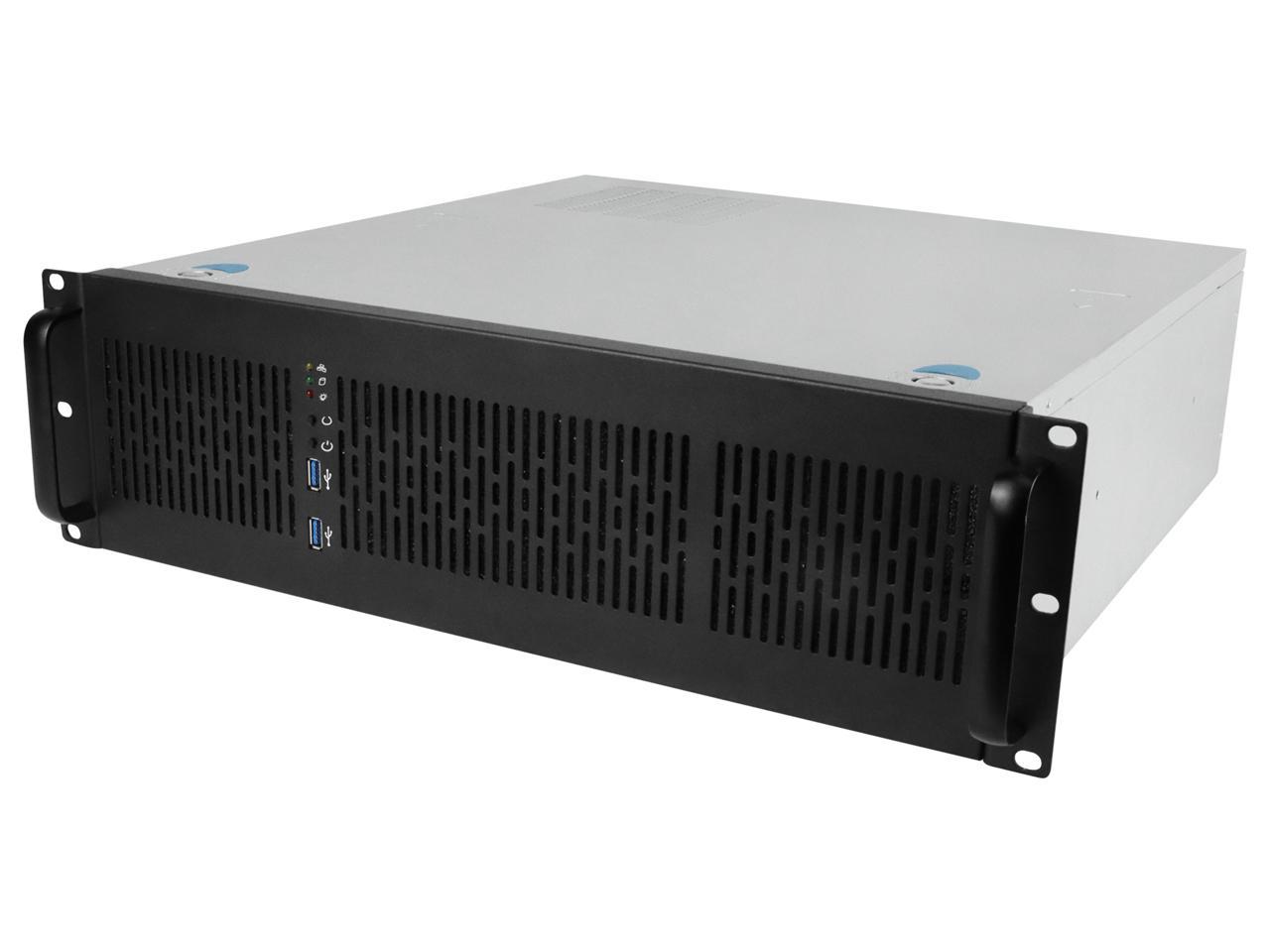 Rosewill 3U Server Chassis Rackmount Case, 6x 3.5" Bays, E-ATX Compatible, 2x 80mm Fans, 2x USB 3.0, Silver/Black - RSV-Z3200U